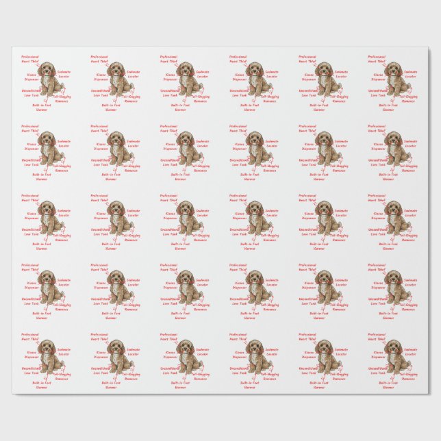 Rolig Cockapoo Anatomi - Unikt Alla hjärtans dag-p Presentpapper (Platt)