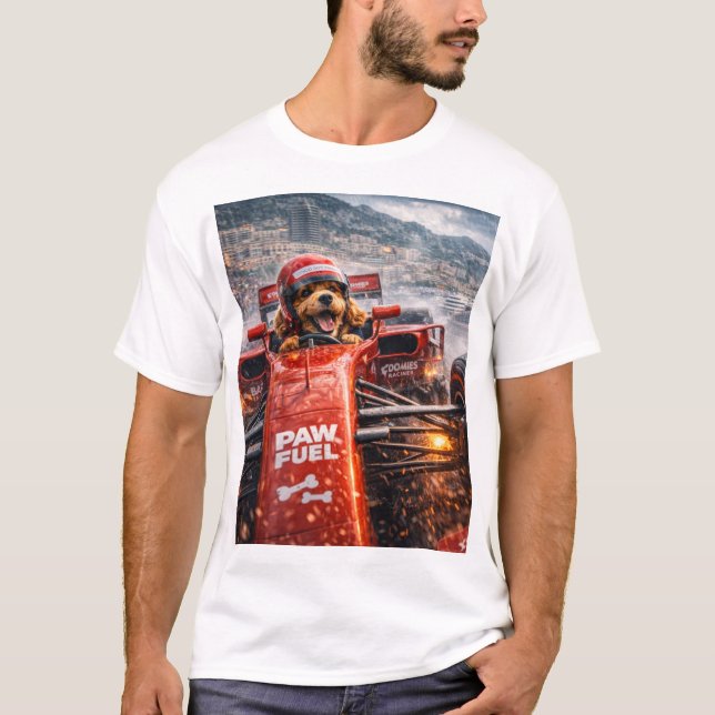 Rolig Cockapoo Hund Present Race Car Förare T-Shir T Shirt (Framsida)