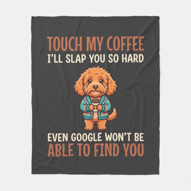 Rolig Cockapoo Kaffeälskare Fleecefilt (Framsidan)