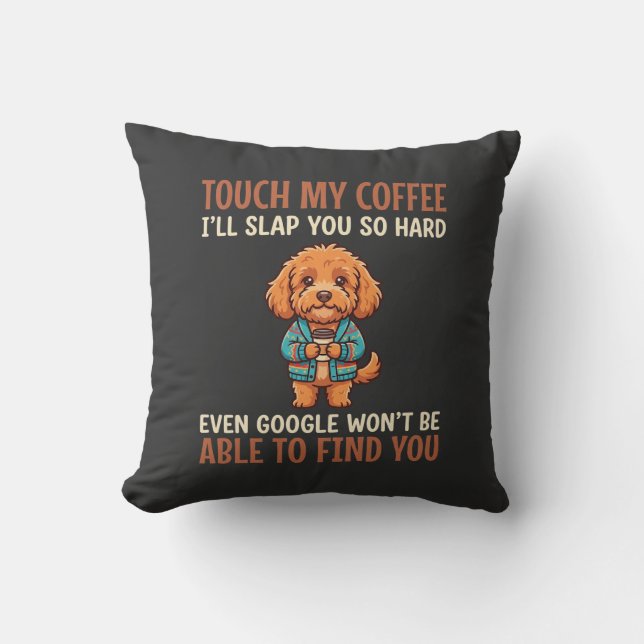 Rolig Cockapoo Kaffeälskare Kudde (Framsida)