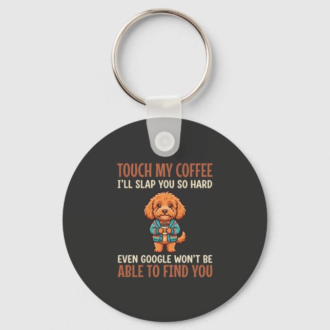 Rolig Cockapoo Kaffeälskare Nyckelring (Framsida)