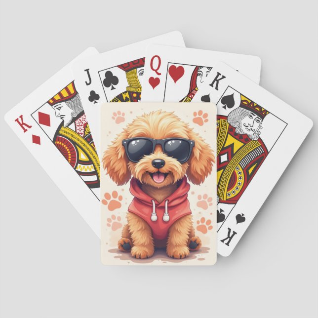 Rolig Cockapoo Kawaii Hund Casinokort (Baksidan)