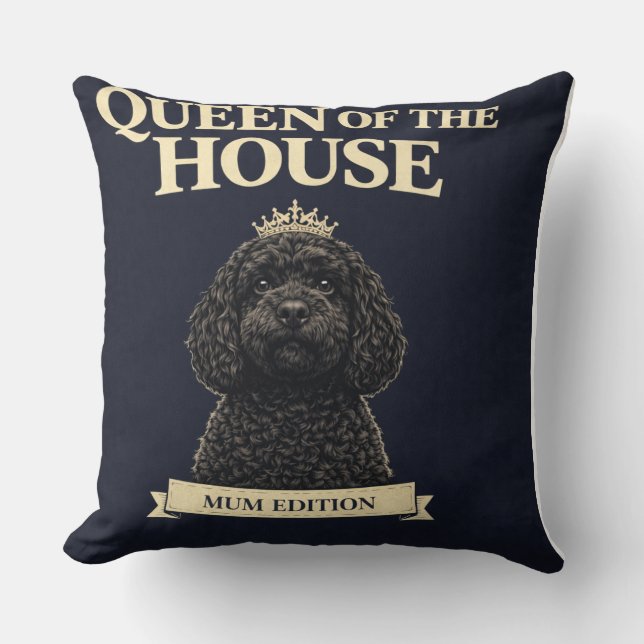 Rolig Cockapoo Mamma Present | Drottning I Huset Kudde (Framsida)