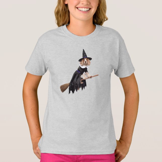 Rolig Cocker Spaniel Halloween Barn- T Shirt (Framsida)