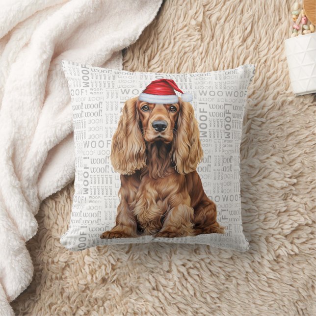 Rolig Cocker Spaniel Hund Vattenfärg Jul Kudde (Filt)