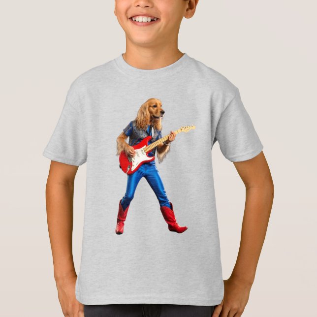 Rolig Cocker Spaniel Rockstjärna Barn T-Shirt (Framsida)
