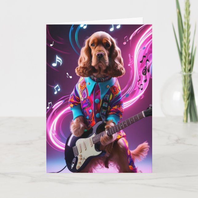 Rolig Cocker Spaniel Rockstjärna Kort (Framsida)