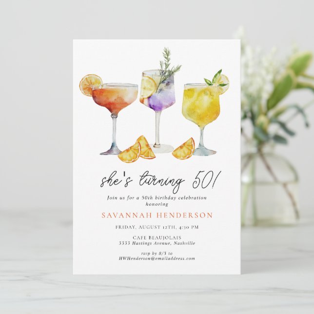 Rolig Cocktail 50-årsfest  Inbjudningar (Stående Fram)