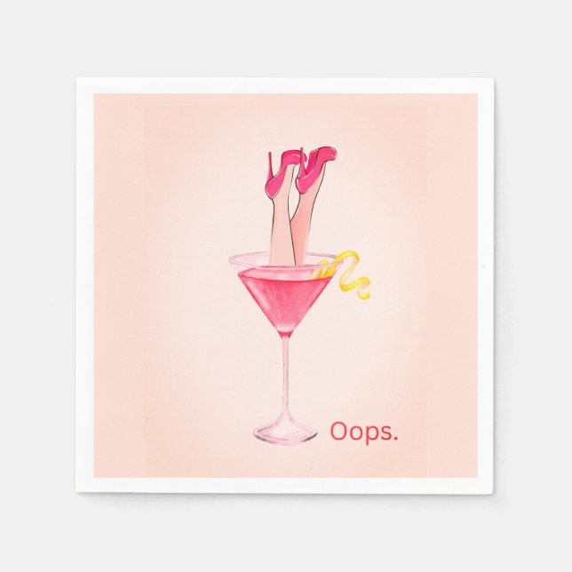 Rolig cocktailhumor, unik rosa möhippafest pappersservett (Framsidan)
