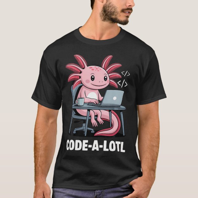 Rolig Code-Alotl Axolotl För T Shirt (Framsida)