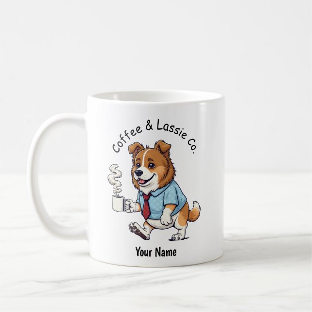 Rolig Collie hund Affärskostym Kaffe  Kaffemugg (Vänster)