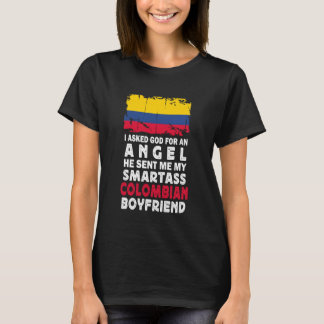 Rolig Colombiansk Pojkvän med Dårskalleflagga T Shirt
