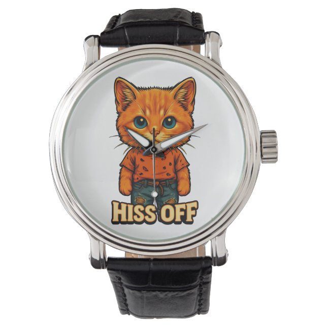 Rolig Cool Cat Citat T-shirt Armbandsur (Framsida)