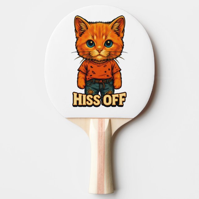 Rolig Cool Cat Citat T-shirt Pingisracket (Framsidan)