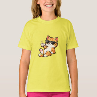 Rolig Cool Cat med Solglasögon T-Shirt 