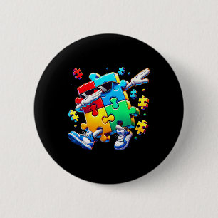 Rolig Cool Dabbing Pusselbit Autism Medvetenhet C Knapp
