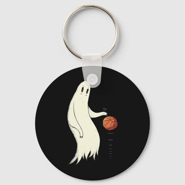 Rolig Cool Ghost Dribbling Sketll - Halloween Sket Nyckelring (Framsida)