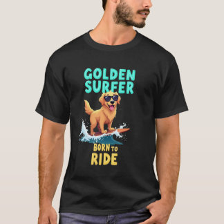 Rolig Cool Golden Retriever Surfande Hund T Shirt