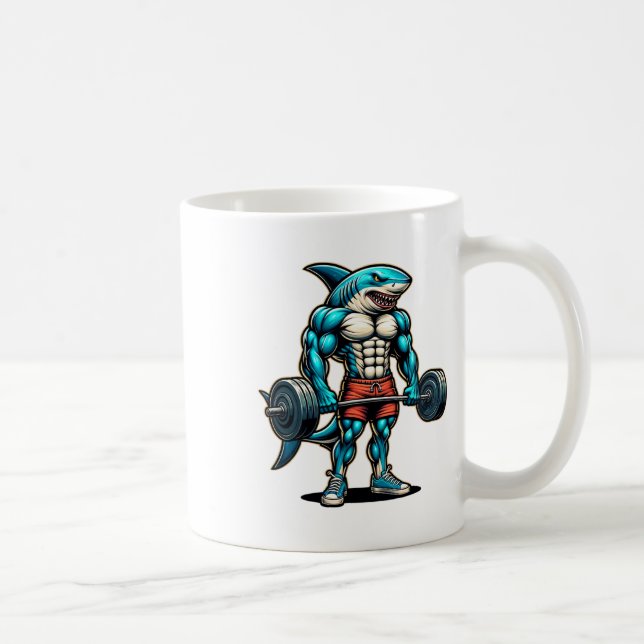 Rolig Cool Hajk Vektlyftning Bodybuilder Muskel  Kaffemugg (Höger)