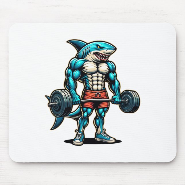 Rolig Cool Hajkropp Bodybuilder Muskel  Musmatta (Framsidan)