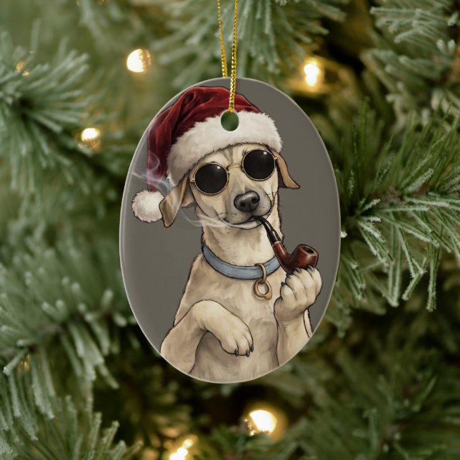 Rolig Cool Hund Gott Nytt År Design Julgransprydnad Keramik (Träd)