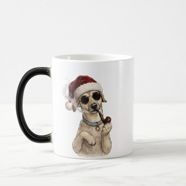 Rolig Cool Hund Gott Nytt År Design Magisk Mugg (Vänster)