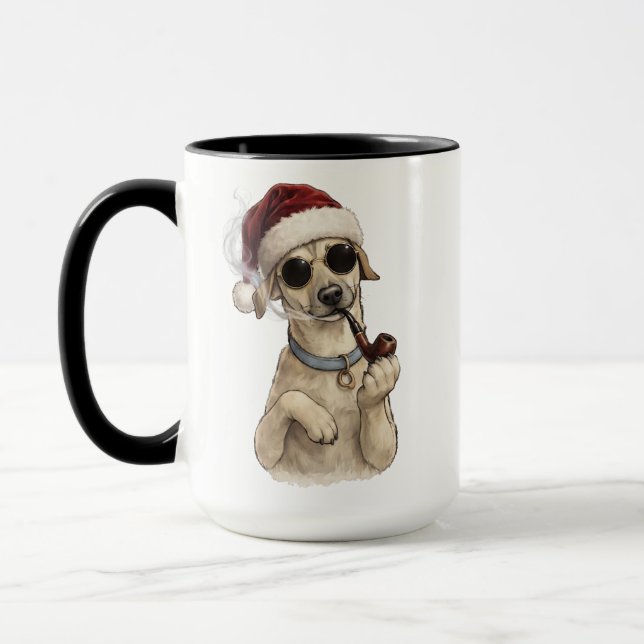 Rolig Cool Hund Gott Nytt År Design Mugg (Vänster)