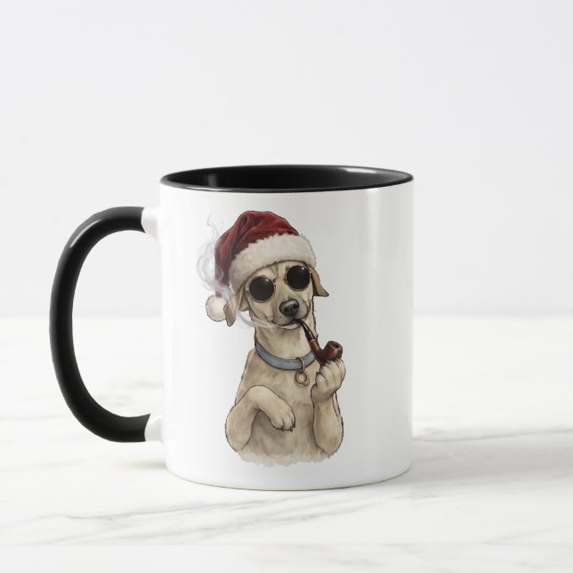 Rolig Cool Hund Gott Nytt År Design Mugg (Vänster)