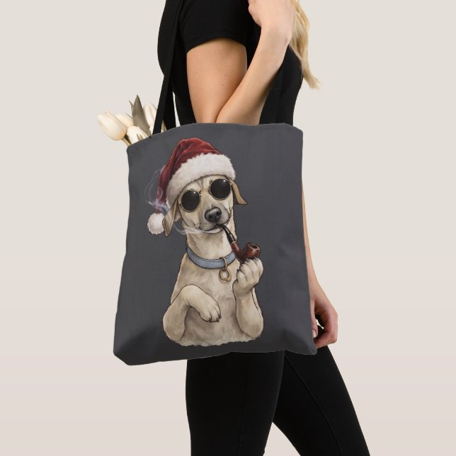 Rolig Cool Hund Gott Nytt År Design Tygkasse (Närbild)