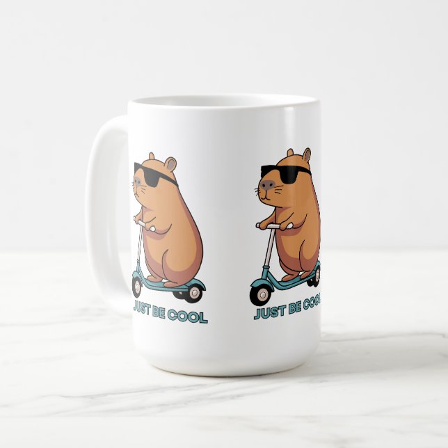 Rolig Cool Kapybara Scooter Vibe Mugg (Framsida vänster)