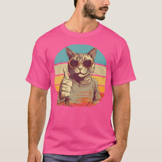 Rolig Cool Katt Med Solglasögon Tummen Upp Solglas T Shirt