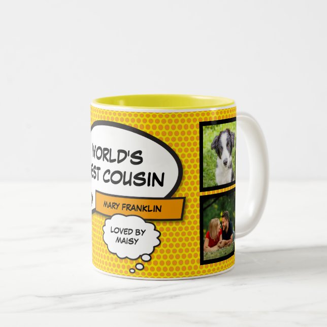 Rolig Cool Kusin Serietidning Modern Fotokollage Två-Tonad Mugg (Framsida höger)
