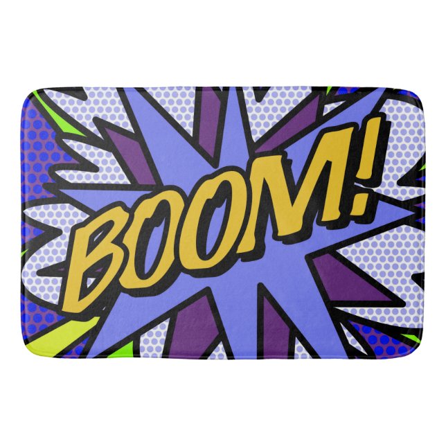 Rolig Cool Modern Serietidning BOOM Badrumsmatta (Framsidan)