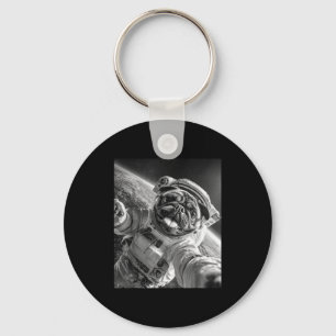 Rolig Cool Pug Astronaut Rymden Selfie Kosmisk Hun Nyckelring
