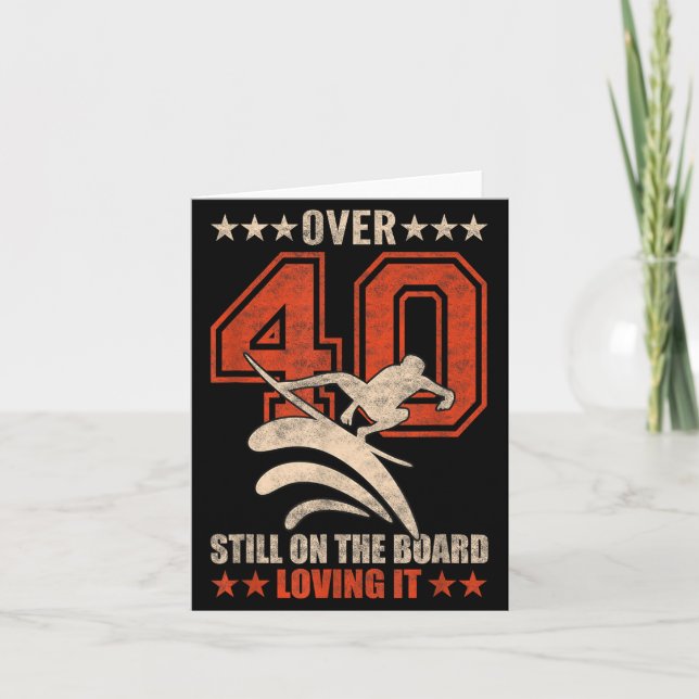 Rolig Cool Surfar Kille Surfbräda 40 År Gammal Kort (Framsida)