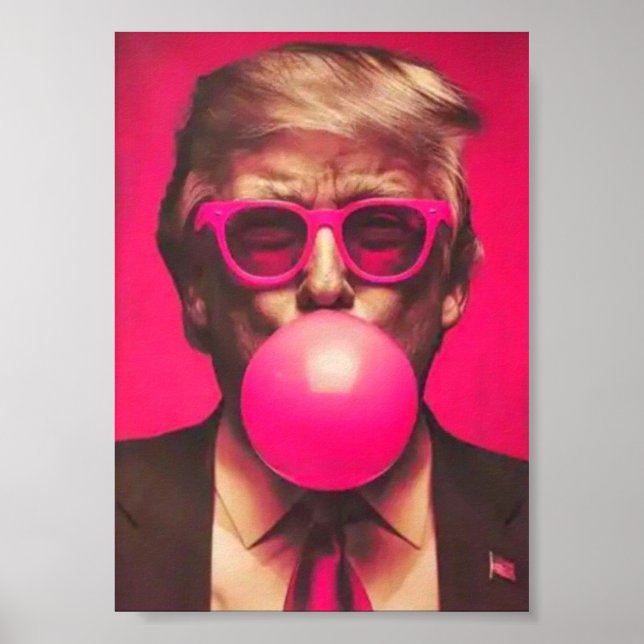 Rolig Cool Trump Bubble Tuggummi Rosa Poster (Framsidan)
