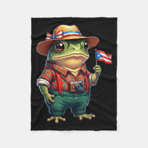 Rolig Coqui Groda Puerto Rico Flagga Taino Boricua Fleecefilt