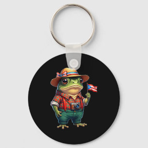 Rolig Coqui Groda Puerto Rico Flagga Taino Boricua Nyckelring
