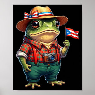 Rolig Coqui Groda Puerto Rico Flagga Taino Boricua Poster