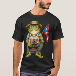 Rolig Coqui Groda Puerto Rico Flagga Taino Boricua T Shirt