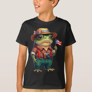 Rolig Coqui Groda Puerto Rico Flagga Taino Boricua T Shirt