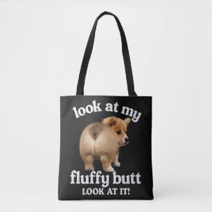 Rolig Corgi Bak humor - Titta på min fluffiga stjä Tygkasse