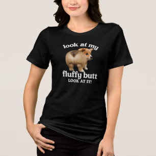Rolig Corgi Bakre Humor - Titta På Min Fluffiga Ru T Shirt