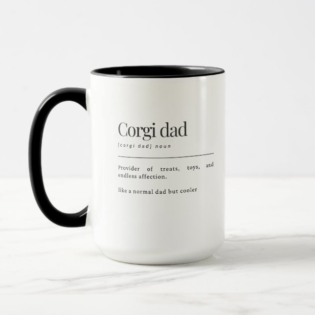 Rolig Corgi-definition Corgi Pappa Födelsedagspres Mugg (Vänster)