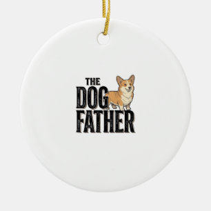 Rolig Corgi Dogfather Vintage Gravyr T-Shirt De Julgransprydnad Keramik