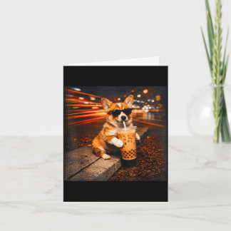 Rolig corgi dricker iskaffe söt hund meme kort
