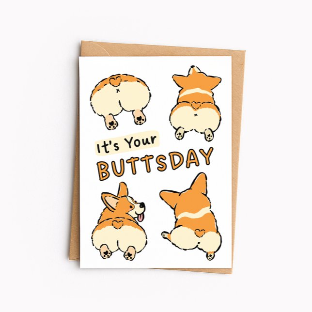 Rolig Corgi Födelsedagskort - Det Är Din Rumpdag Kort (Skapare uppladdad)