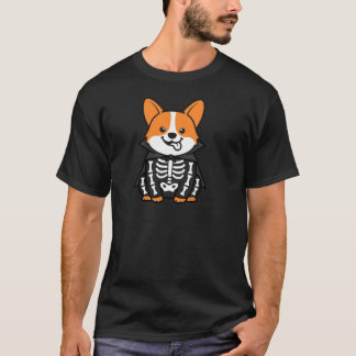 Rolig Corgi Halloween Skelett Vampyr Cape Hund T Shirt