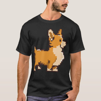 Rolig Corgi Hund Djur Pixelkonst Retro Video T Shirt