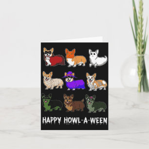 Rolig Corgi Hund Halloween Glad Howl-o-ween Kort